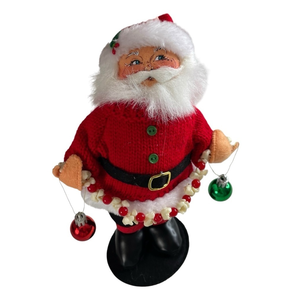 Annalee Christmas Santa Claus Doll Red Knit Sweater Popcorn‎ Garland 10 Inch
